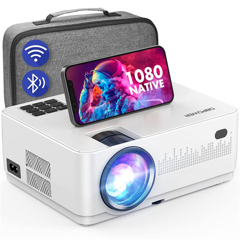 WiFi Bluetooth Projector, DBPOWER 9000L HD Native 1080P Projector, Zoom & Sleep Timer Support Outdoor Movie Projector, Home Projector Compatible w/ TV Stick, PC,DVD, Laptop/Extra Bag Included